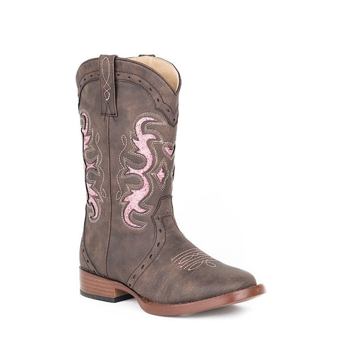 ROPER KIDS LEXI BOOTS - CHOCOLATE / PINK GLITTER [SZ:9]