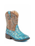 ROPER TODDLER GLITTER AZTEC BOOTS - BLUE [SZ:5]