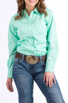 CINCH WOMENS SOLID COLOUR FULL BUTTON WESTERN SHIRT - GREEN [SZ:M]