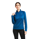 ARIAT SUNSTOPPER WOMENS 2.0 1/4 ZIP LONG SLEEVE BASELAYER - BLUE OPAL