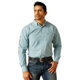 ARIAT GRAYCEN MENS PRO TEAM FITTED LONG SLEEVE SHIRT - WHITE/BLUE [SZ:S]