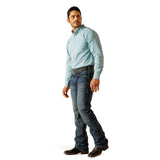 ARIAT GRAYCEN MENS PRO TEAM FITTED LONG SLEEVE SHIRT - WHITE/BLUE [SZ:S]