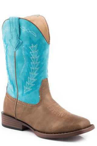 ROPER KIDS BILLY BOOTS - TAN/TURQUOISE [SZ:9.0]