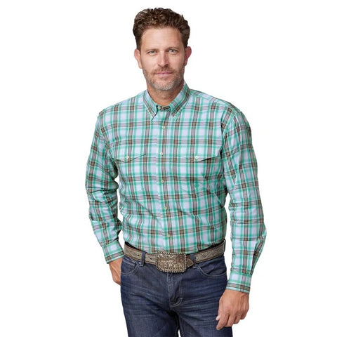 ROPER MENS AMARILLO COLLECTION LONG SLEEVE - GREEN/GREY PLAID [SZ:M]