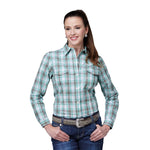 ROPER AMARILLO WOMENS COLLECTION LONG SLEEVE SHIRT - GREEN/GREY [SZ:XS]