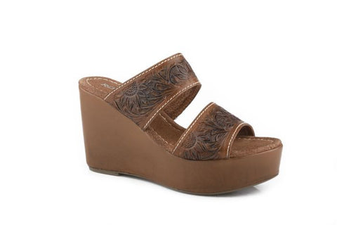 ROPER DIVA II WOMENS SANDAL - COGNAC TOOLED LEATHER [SZ:7.0]