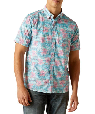 ARIAT MONROE MODERN SHORT SLEEVE MENS SHIRT - MISTY JADE [SZ:MED]