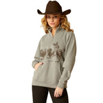 ARIAT WOMENS 1/2 ZIP SWEATSHIRT - HEATHER GREY [SZ:M]