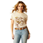 ARIAT KEEP WALKIN' COWBOY WOMENS SHORT SLEEVE TEE - NATURAL [SZ:XS]