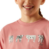 ARIAT GIRLS MINI COW SQUAD SHORT SLEEVED TEE - DUSTY ROSE [SZ:XS]