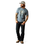 ARIAT ROCKY PEAK MENS SHORT SLEEVED TEE - LIGHT DENIM [SZ:M]