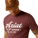 ARIAT ESTABLISHED BOOT CO MENS SHORT SLEEVE TEE - MAROON HEATHER [SZ:M]