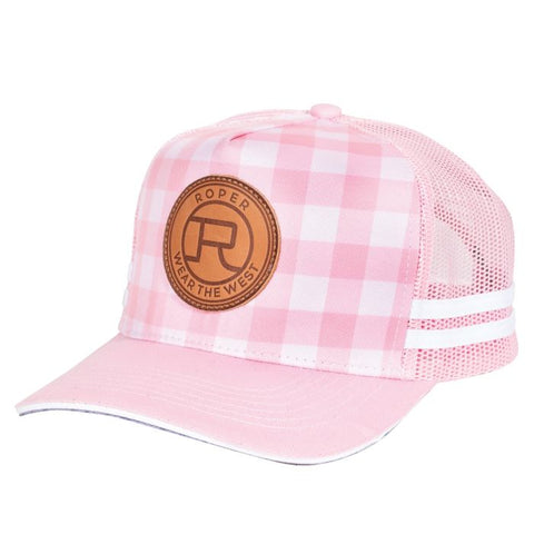 ROPER TRUCKER MINI PLAID CAP - PINK/LIGHT PINK 