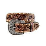 ROPER WOMENS 1.1/2" FLORAL TOOLED LEATHER BELT - NATURAL