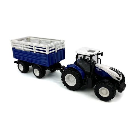 BIG COUNTRY TOYS REMOTE CONTROL TRACTOR & TRAILER COMBO - BLUE/WHITE [SZ:44]