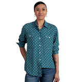 JUST COUNTRY ABBEY FULL BUTTON PRINT WORKSHIRT - ATLANTIC BLUE SPOTS [SZ:8]