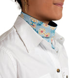 JUST COUNTRY CARLEE DOUBLE SIDED SCARF - SKY DAISIES/BLUE JEWEL 