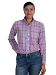 JUST COUNTRY ABBLEY FRILLS FULL BUTTON PRINT WORKSHIRT - DUSTY PINK PLAID [SZ:10]