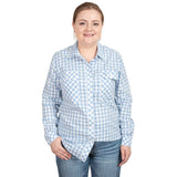 JUST COUNTRY ABBEY FULL BUTTON - BLUE CHECK [SZ:8]