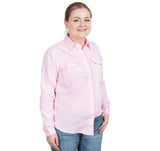 JUST COUNTRY ABBEY LONG SLEEVE FULL BUTTON WORK SHIRT - ICE PINK CHAMBREY [SZ:8]