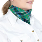 JUST COUNTRY CARLEE DOUBLE SIDED SCARF - IVY LUREX PLAID/NAVY 