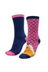 THOMAS COOK HOMESTEAD SOCKS HORSE - NAVY/HOT PINK [SZ:2-7]