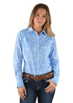 PURE WESTERN WOMENS KIRA PRINT FRILL LONG SLEEVE SHIRT