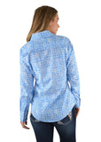 PURE WESTERN WOMENS KIRA PRINT FRILL LONG SLEEVE SHIRT