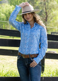 PURE WESTERN WOMENS KIRA PRINT FRILL LONG SLEEVE SHIRT