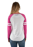 WRANGLER WOMENS EMIN LONG SLEEVE RAGLAN TEE [SZ:8 CL:WHITE/BERRY]