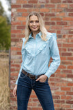 WRANGLER PAOLA WOMENS LONG SLEEVE SHIRT - AQUA