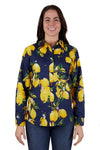 HARDSLOG SANA FULL PLACKET LONGSLEEVE SHIRT - NAVY/YELLOW [SZ:10]