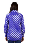 HARDSLOG ANETTE HALF PLACKET LONGSLEEVE SHIRT - NAVY WITH WHITE SPOTS [SZ:8]