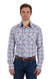 PURE WESTERN LUCAS MENS LONG SLEEVE SHIRT - WHITE/BLUE [SZ:S]