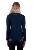 WRANGLER TYRA LONG SLEEVE RAGLAN WOMENS TEE - WHITE/NAVY [SZ:8]