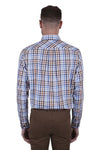 THOMAS COOK PATRICK MENS 2 POCKET LONG SLEEVE SHIRT - BLUE/TAN [SZ:S]