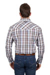 PURE WESTERN EVAN MENS LONG SLEEVE SHIRT - WHITE/TAN [SZ:S]