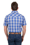 PURE WESTERN MARK MENS SHORT SLEEVE SHIRT - ROYAL [SZ:S]