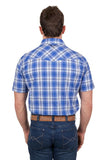 PURE WESTERN MARK MENS SHORT SLEEVE SHIRT - ROYAL [SZ:S]