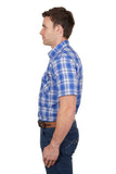 PURE WESTERN MARK MENS SHORT SLEEVE SHIRT - ROYAL [SZ:S]