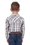 PURE WESTERN EVAN BOYS LONG SLEEVE SHIRT - WHITE/TAN [SZ:2]