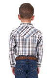 PURE WESTERN EVAN BOYS LONG SLEEVE SHIRT - WHITE/TAN [SZ:2]