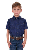 PURE WESTERN DREW BOYS SHORT SLEEVE SHIRT - DENIM [SZ:2]