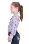 PURE WESTERN MAVIS GIRLS LONG SLEEVE SHIRT - NAVY STRIPE [SZ:2]