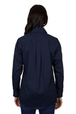 THOMAS COOK WOMENS LIGHT DRILL HALF PLACKET LONG SLEEVE SHIRT - NAVY [SZ:8]