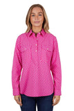 HARDSLOG WOMENS KELLY HALF PLACKET LONG SLEEVE SHIRT - PINK [SZ:8]