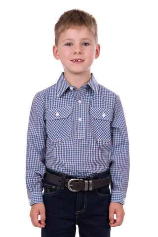 HARDSLOG KIDS BOBBIE HALF PLACKET LONG SLEEVE SHIRT [SZ:2]