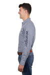 WRANGLER PETER MENS LOGO LONG SLEEVE SHIRT - NAVY/TAN [SZ:S]