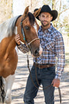 WRANGLER TOM LOGO LONG SLEEVE SHIRT - NAVY/TAN [SZ:S]