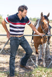 WRANGLER DION MENS 1 POCKET SHORT SLEEVE POLO - NAVY/RED [SZ:M]